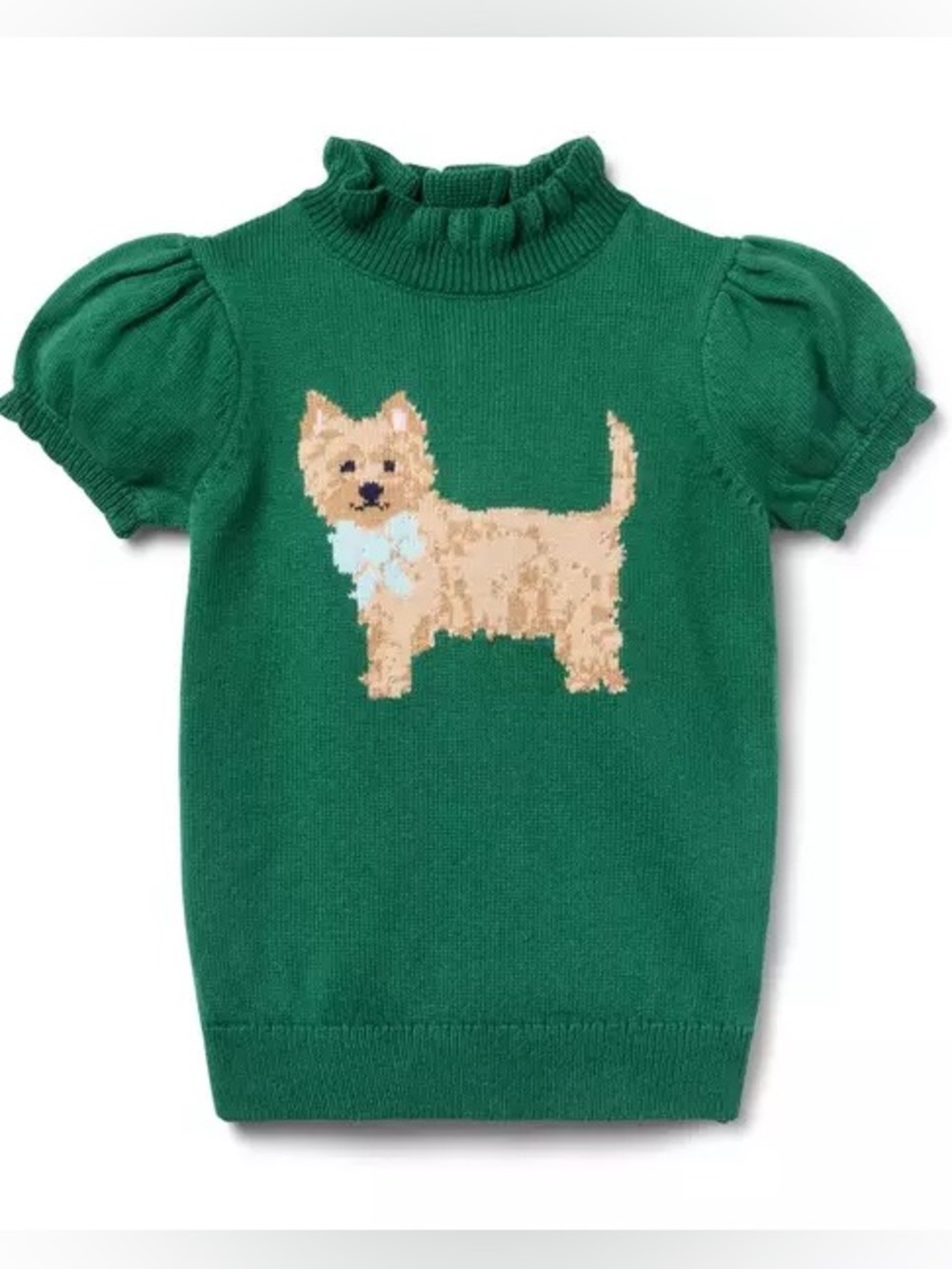 NEW Janie & Jack The Iconic Dog Sweater Top Size 6-12 Months NWT Green